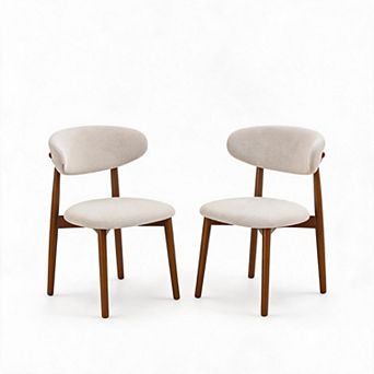 Wooden Dining Chairs Set of 2, Mid Century Modern Fabric Upholstered Dining Room Chair