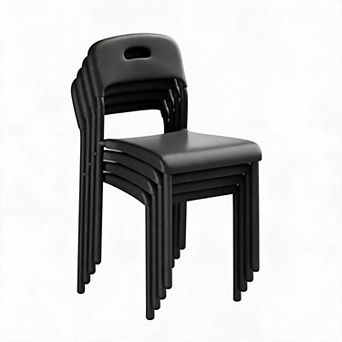 Dining Chairs Set of 1/2/4, Stackable Plastic Kitchen Chairs, Metal Leg Waterproof Chairs