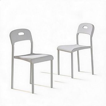 Dining Chairs Set of 1/2/4, Stackable Plastic Kitchen Chairs, Metal Leg Waterproof Chairs
