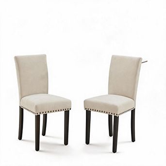 Upholstered Dining Chairs Set of 2, Fabric Parsons Dining Room Chair with Trim and Sturdy legs