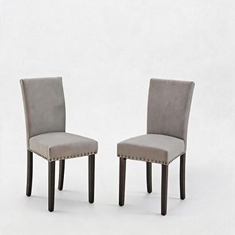 Upholstered Dining Chairs Set of 2, Fabric Parsons Dining Room Chair with Trim and Sturdy legs