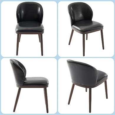 Modern Upholstered Dining Chairs Set of 2, Ergonomic Lumbar Support Kitchen Chair with Sturdy Legs