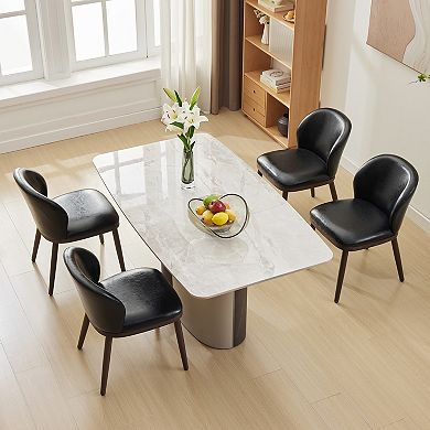 Modern Upholstered Dining Chairs Set of 2, Ergonomic Lumbar Support Kitchen Chair with Sturdy Legs