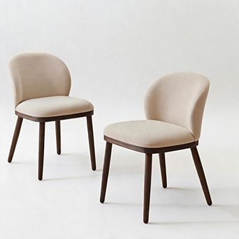 Modern Upholstered Dining Chairs Set of 2, Ergonomic Lumbar Support Kitchen Chair with Sturdy Legs