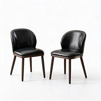 Modern Upholstered Dining Chairs Set of 2, Ergonomic Lumbar Support Kitchen Chair with Sturdy Legs