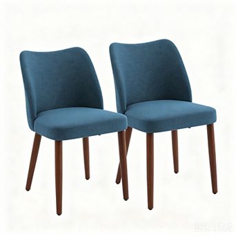 Modern Dining Chairs Set of 2, Comfortable Linen Upholstered Accent Chair with Ergonomic Backrest
