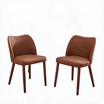 Modern Dining Chairs Set of 2, Comfortable Linen Upholstered Accent Chair with Ergonomic Backrest