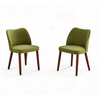 Modern Dining Chairs Set of 2, Comfortable Linen Upholstered Accent Chair with Ergonomic Backrest