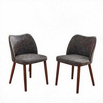 Modern Dining Chairs Set of 2, Comfortable Linen Upholstered Accent Chair with Ergonomic Backrest