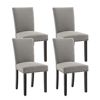 4/6 pc Linen Fabric Modern Upholstered Dining Chair SeParsons Design,Nailhead Trim,Sturdy Wood Legs