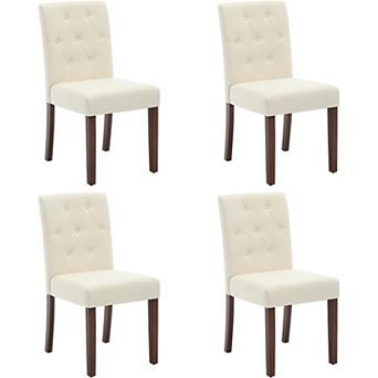 Upholstered Parsons Chairs Set of 4/6, Linen High Back Dining Chairs with Button Tufted Detail
