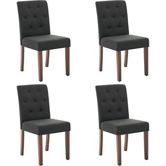 Upholstered Parsons Chairs Set of 4/6, Linen High Back Dining Chairs with Button Tufted Detail
