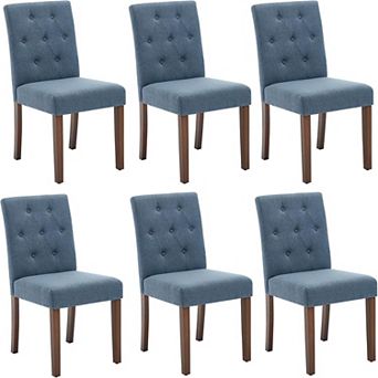 Upholstered Parsons Chairs Set of 4/6, Linen High Back Dining Chairs with Button Tufted Detail