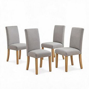 Upholstered Parsons Dining Chairs Set of 4 with Wood Legs, Fabric Side Chairs for Dining Room