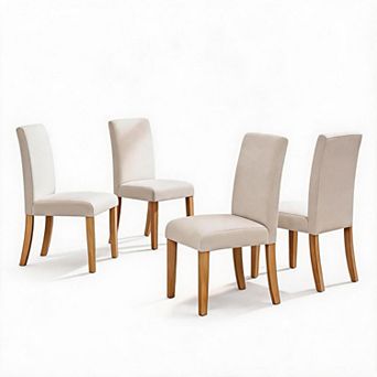 Upholstered Parsons Dining Chairs Set of 4 with Wood Legs, Fabric Side Chairs for Dining Room