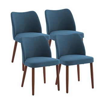 Upholstered Dining Chairs Set of 4/6 Wingback, Thick Cushions, Wooden Legs, Leveling Feet
