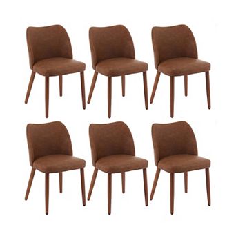 Upholstered Dining Chairs Set of 4/6 Wingback, Thick Cushions, Wooden Legs, Leveling Feet