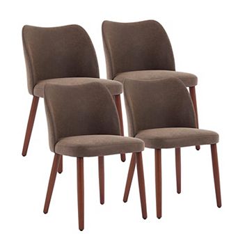 Upholstered Dining Chairs Set of 4/6 Wingback, Thick Cushions, Wooden Legs, Leveling Feet