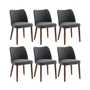 Upholstered Dining Chairs Set of 4/6 Wingback, Thick Cushions, Wooden Legs, Leveling Feet