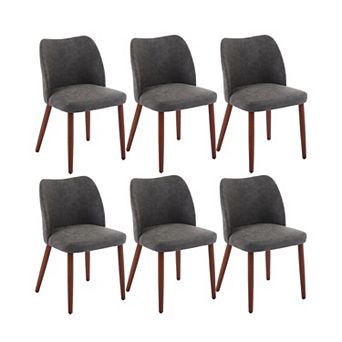 Upholstered Dining Chairs Set of 4/6 Wingback, Thick Cushions, Wooden Legs, Leveling Feet