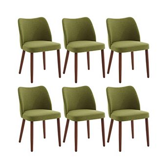 Upholstered Dining Chairs Set of 4/6 Wingback, Thick Cushions, Wooden Legs, Leveling Feet
