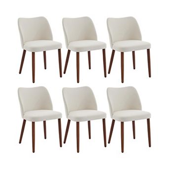 Upholstered Dining Chairs Set of 4/6 Wingback, Thick Cushions, Wooden Legs, Leveling Feet