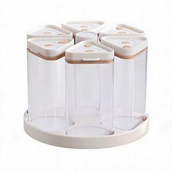 Rotating 6-compartment grain dispenser, suitable for pantries