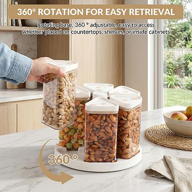 Rotating 6-compartment grain dispenser, suitable for pantries