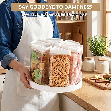 Rotating 6-compartment grain dispenser, suitable for pantries