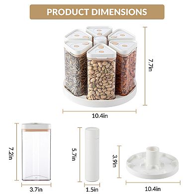 Rotating 6-compartment grain dispenser, suitable for pantries