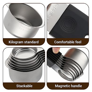 Magnetic Measuring Cup and Spoon Set - 16-piece set, made from 304 stainless steel