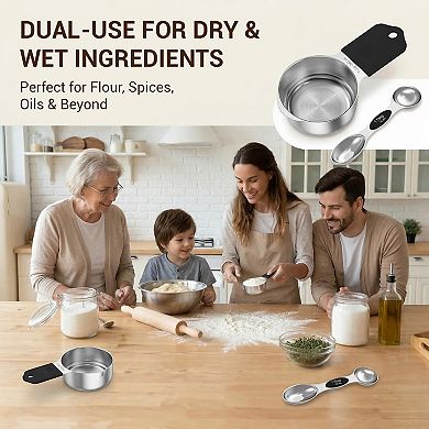 Magnetic Measuring Cup and Spoon Set - 16-piece set, made from 304 stainless steel