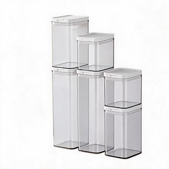 Set of 6 double-lid airtight storage containers, made from food-grade AS, PP and TPE