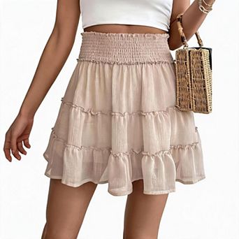 Women's Flowy Skorts Casual High Waist Ruffle Tiered Mini Skirts Tennis Golf Shorts