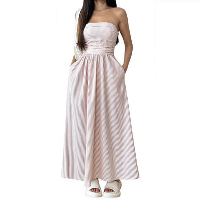 gingham midi dress Pink Bustier I will call this Dressers & Chests bs Invisible zipper closure Color:Redwood