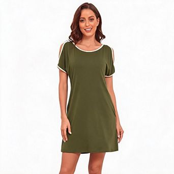 Women's Cold Shoulder Knit Sleep Nightgown