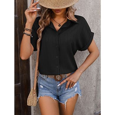 Women's Drop Shoulder Loose Button Up Shirt Casual and Stylish Shirt