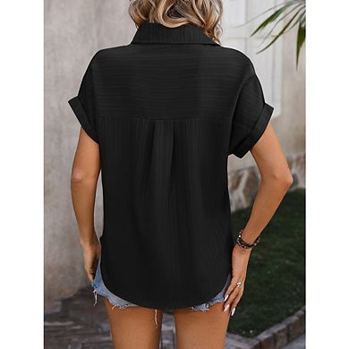 Women's Drop Shoulder Loose Button Up Shirt Casual and Stylish Shirt