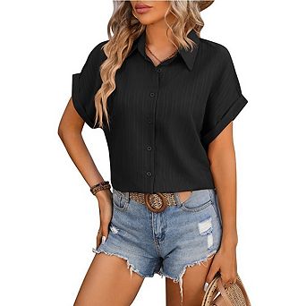 Women's Drop Shoulder Loose Button Up Shirt Casual and Stylish Shirt