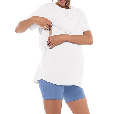 Women's Maternity Short Sleeve Solid Color Casual Crewneck Shirts