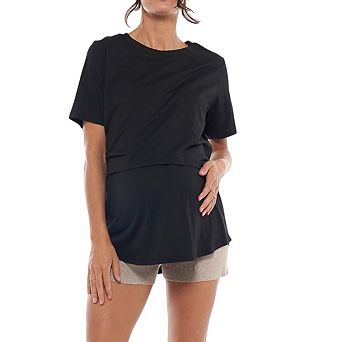 Women's Maternity Short Sleeve Solid Color Casual Crewneck Shirts
