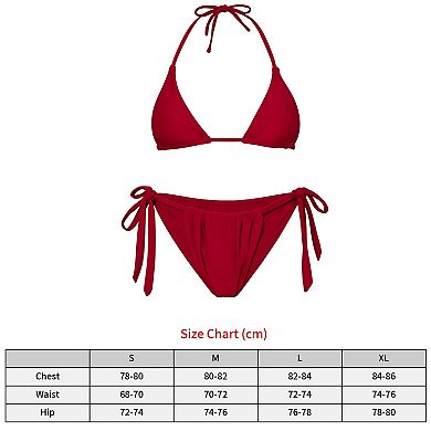 Women Halter String Bikini Set Thong Cheeky Two Piece Swimsuits Solid Color Bathing Swimwear
