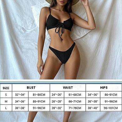 Women's Two Piece Bikini Set Low Waisted Tie Bathing Suit Basic Swimsuit