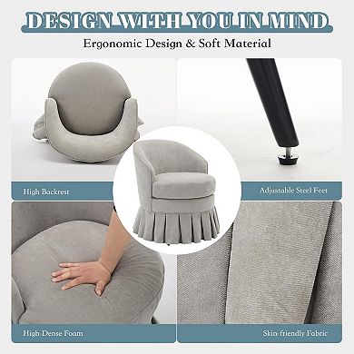 Mid-Century Modern Swivel Accent Chair, 300lb Capacity, Grey