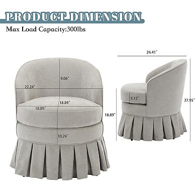 Mid-Century Modern Swivel Accent Chair, 300lb Capacity, Grey