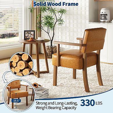 PU Leather Modern Upholstered Living Room Chair with Wood Frame, Classic Button Tufting