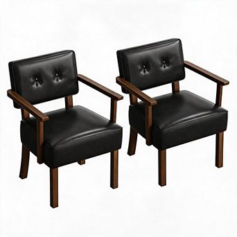PU Leather Modern Upholstered Living Room Chair with Wood Frame, Classic Button Tufting