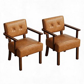 PU Leather Modern Upholstered Living Room Chair with Wood Frame, Classic Button Tufting