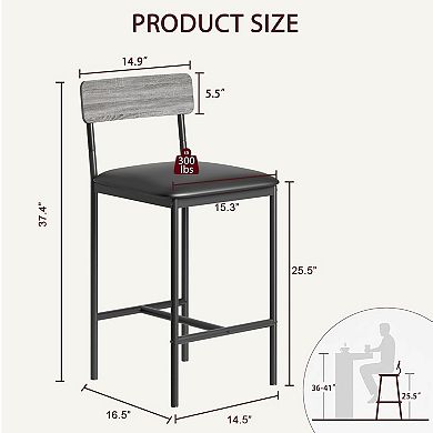 25.5" Modern Counter Height Bar Stools with Metal Legs set of 4