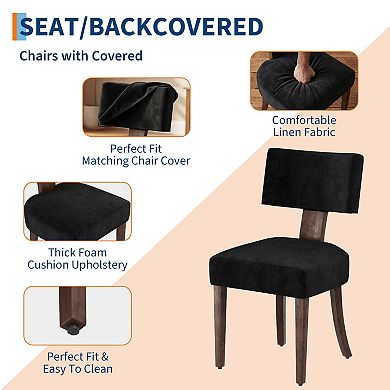 Set of 2 Upholstered Modern Style Inspired Chenille, Curved Backrest, Hardwood Frame